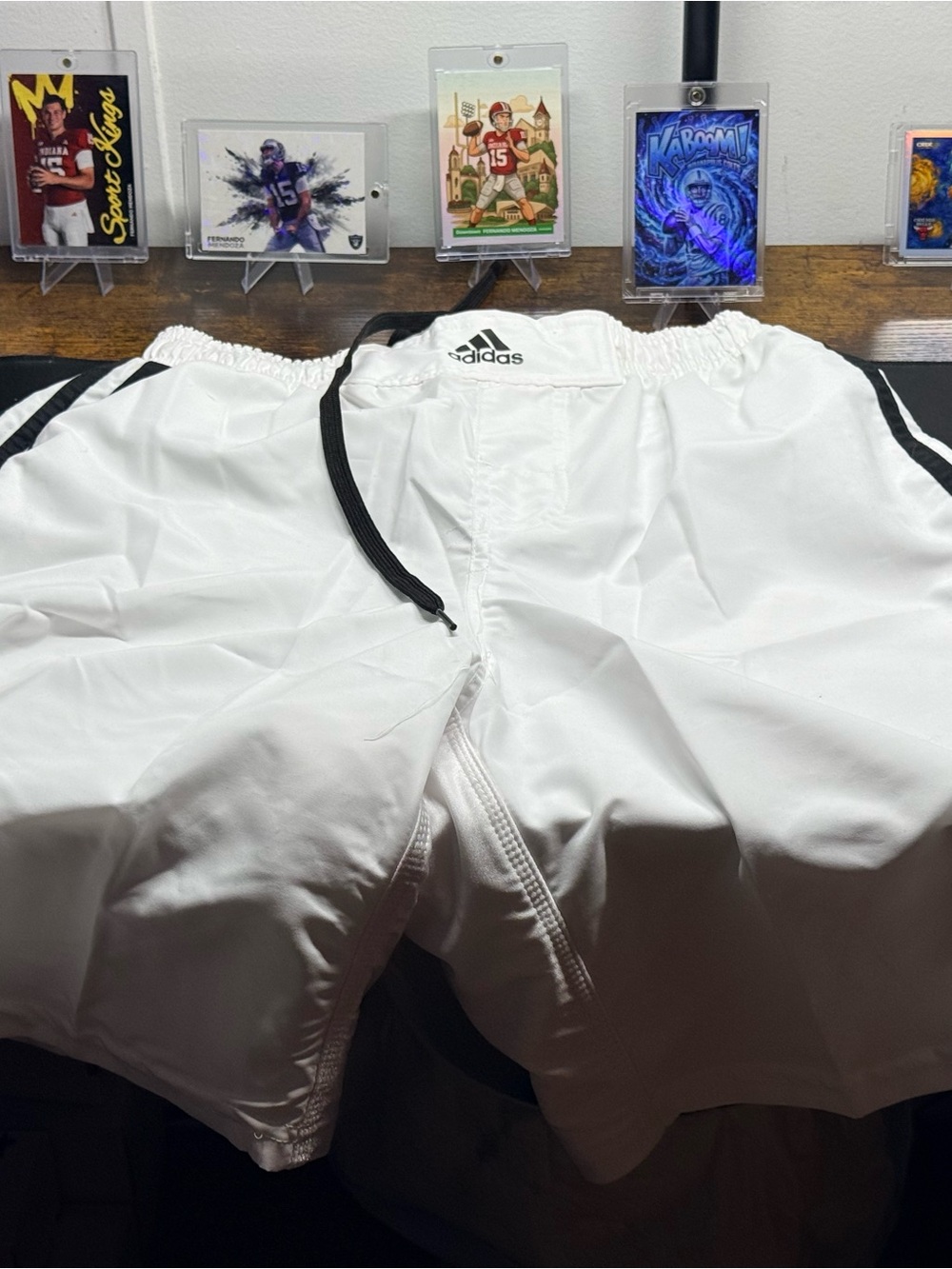 adidas Kids White Athletic Shorts with Black Drawstring